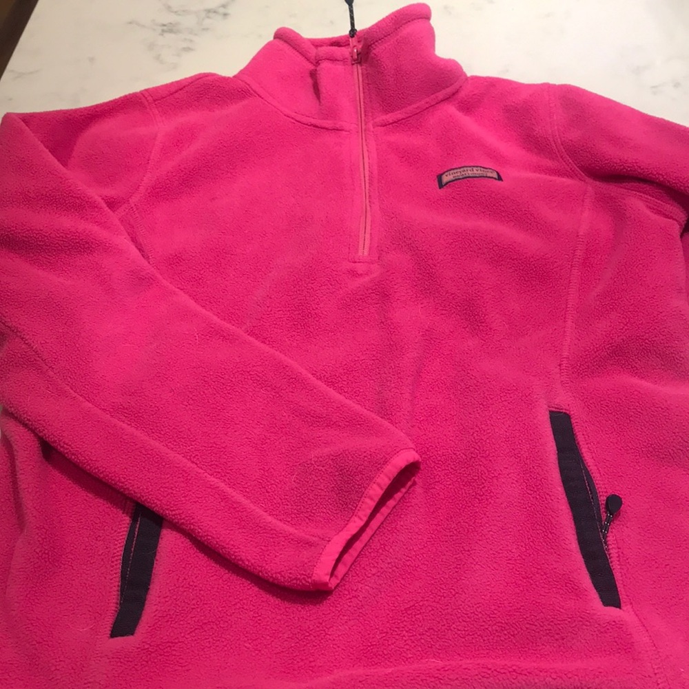 Pink Vineyard Vines half zip fleece. Like new